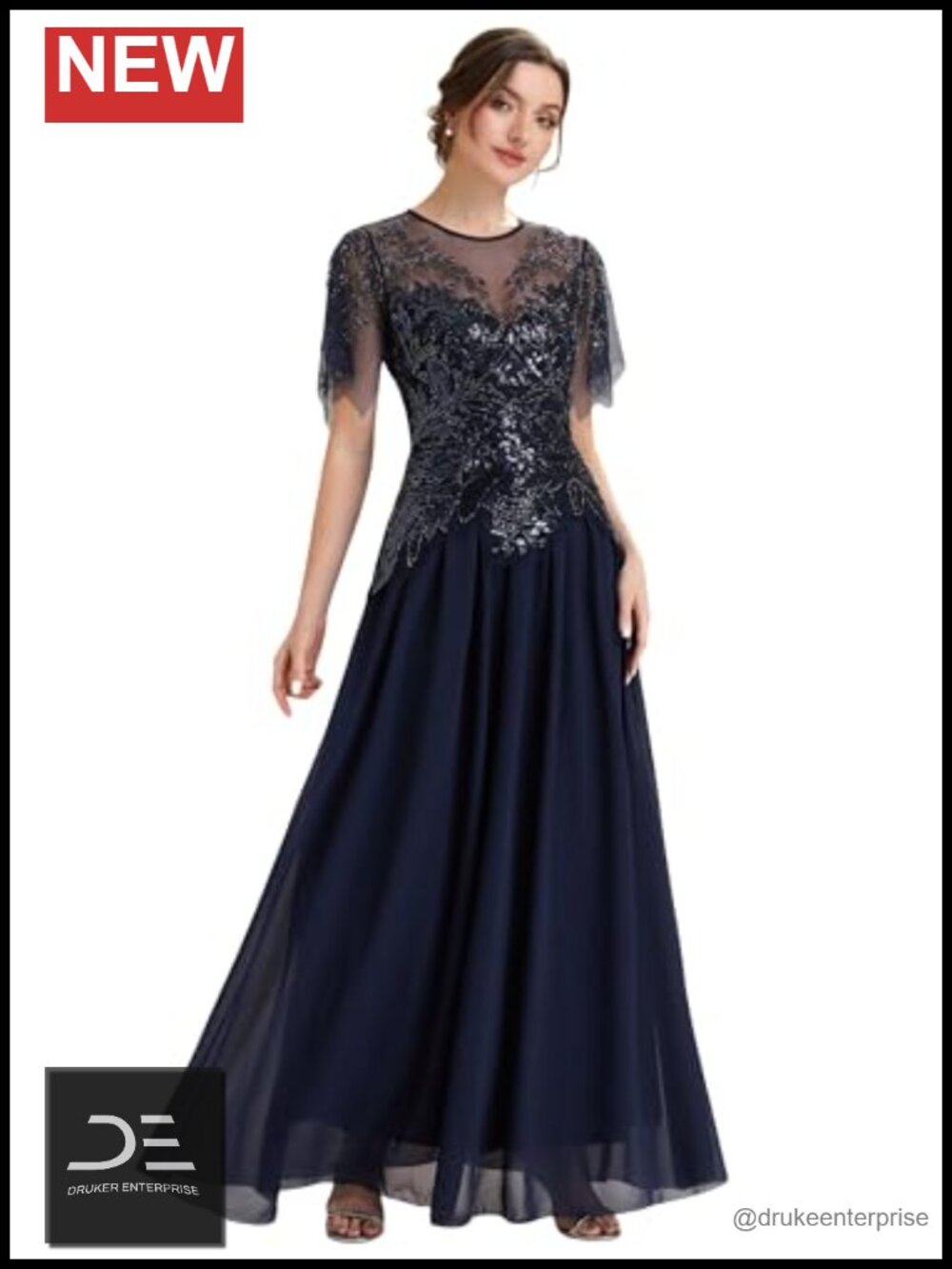 Ever-Pretty Women's Sequin Embroidered Formal Dress A-Line Floor Length